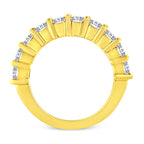 14K Yellow Gold Plated .925 Sterling Silver 2.0 Cttw Round Brilliant Cut Diamond 10 Stone Anniversary Band Ring (J-K Color, I1-I2 Clarity) - Size 7