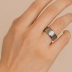 ANTARES White Tungsten Brushed Center Men’s Wedding Ring with Polished Beveled Edges & White Interior - 8mm