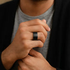 AETHER Domed Black Tungsten Carbide Ring with Brushed Finish — 20mm Extra-Wide
