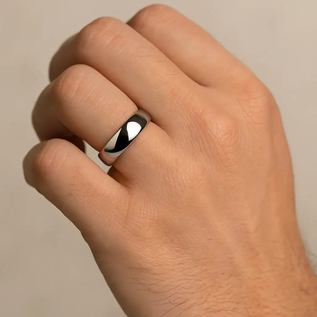 KOBOLD Domed Cobalt Chrome Comfort Fit Ring, Polished Finish — 4mm, 6mm, 8mm
