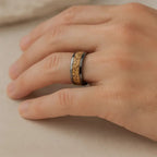 LUXE Tungsten Carbide Ring with Decorative Gold Flakes Inlay, 8mm