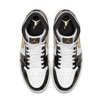 Air Jordan 1 Mid 'Patent Black White Gold'