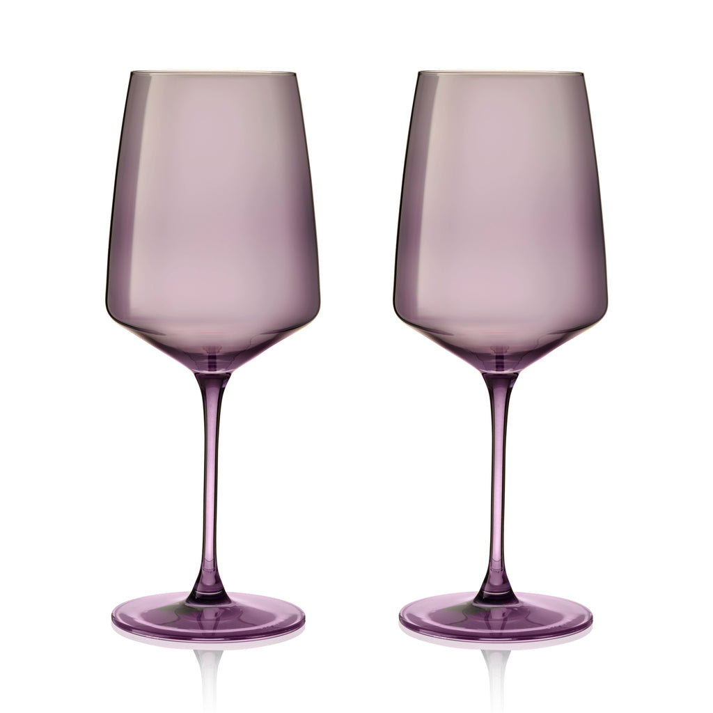 Reserve Nouveau Crystal Wine Glasses in Violet, Set of 2