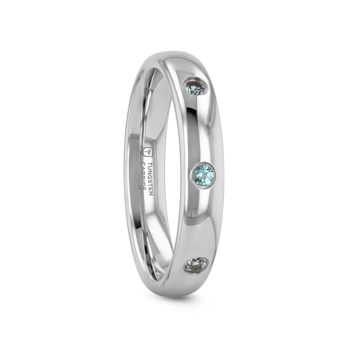 ALEX Polished Domed Tungsten Carbide Ring with Alexandrite Setting - 4mm