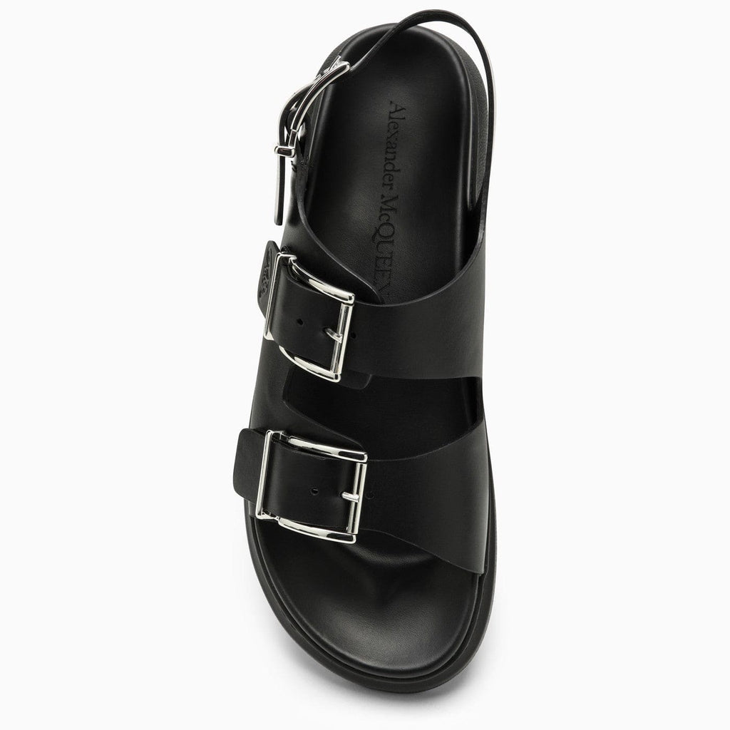 Alexander Mc Queen Black Leather Sandal