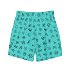 Baha Ranch Yeehaw Turquoise Cattle Brands Men's Swim Trunks
