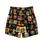 Baha Ranch YEEHAW Vintage Cowboy Collage Western Swim Trunks Shorts