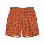 Baha Ranch Yeehaw Brown Cattle Brands Men's Swim Trunks