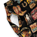 Baha Ranch YEEHAW Vintage Cowboy Collage Western Swim Trunks Shorts