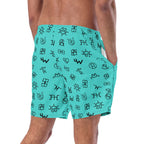 Baha Ranch Yeehaw Turquoise Cattle Brands Men's Swim Trunks