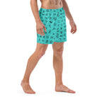 Baha Ranch Yeehaw Turquoise Cattle Brands Men's Swim Trunks