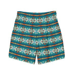 Baha Ranch Yeehaw Teal Aztec Blanket Print Mens Swim Shorts