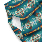 Baha Ranch Yeehaw Teal Aztec Blanket Print Mens Swim Shorts