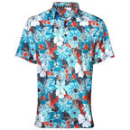 Aloha Men's Hawaiian Golf Shirt (Teal/Orange)