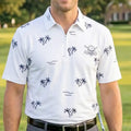 Aloha Cool-Stretch Men's Hawaiian Golf Shirt (White)