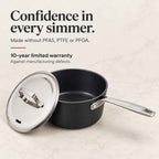 Ceramic Nonstick Saucepan with Lid, 2-Qt