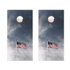 American Flag Pole Star Cornhole Boards