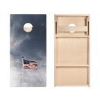 American Flag Pole Star Cornhole Boards