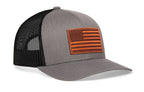 American Flag Trucker Hat Leather  |  USA Snapback