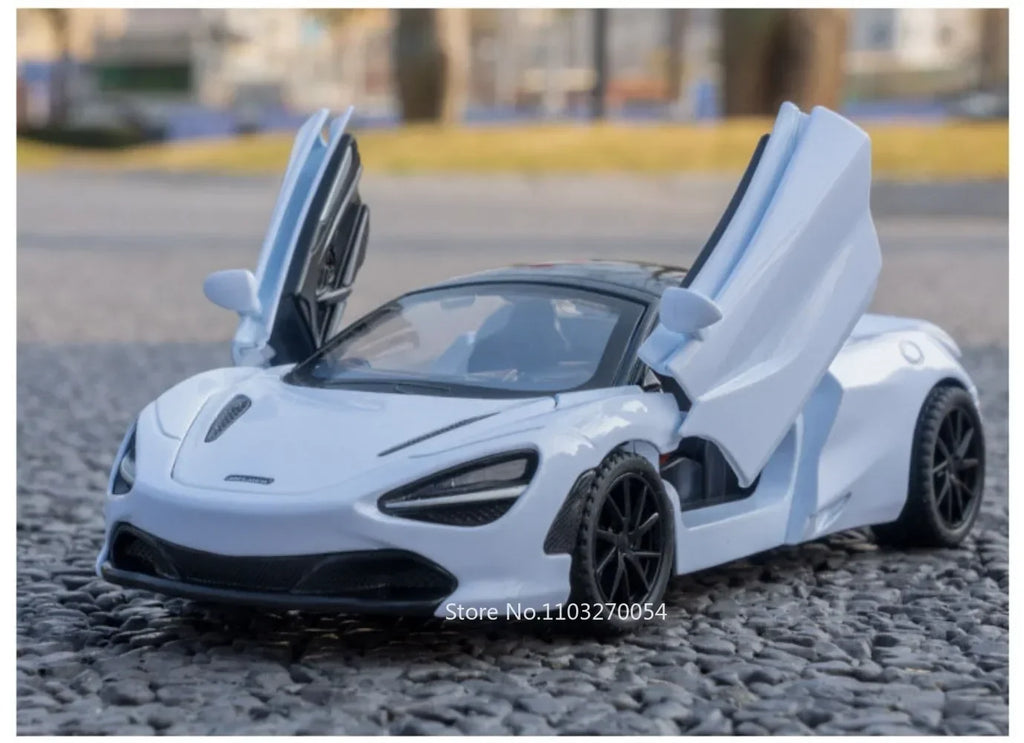 1:32 720S DB12 Alloy Sports Cars Model Toys Doors Opened Sound Light Pull Back Rubber Tires Miniature Vehices Toy for Kids Gifts