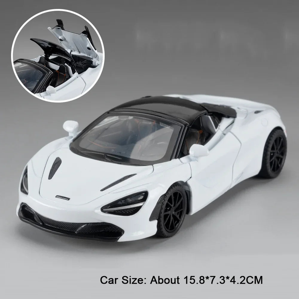 1:32 720S DB12 Alloy Sports Cars Model Toys Doors Opened Sound Light Pull Back Rubber Tires Miniature Vehices Toy for Kids Gifts