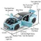 1:32 720S DB12 Alloy Sports Cars Model Toys Doors Opened Sound Light Pull Back Rubber Tires Miniature Vehices Toy for Kids Gifts