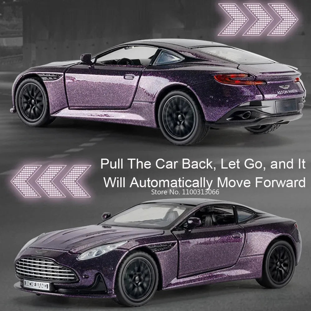 1:32 720S DB12 Alloy Sports Cars Model Toys Doors Opened Sound Light Pull Back Rubber Tires Miniature Vehices Toy for Kids Gifts