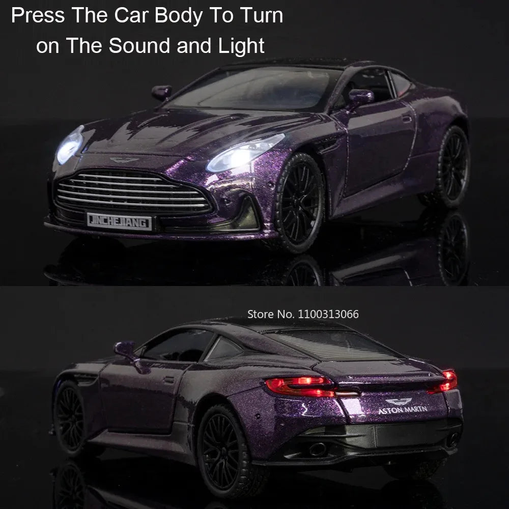 1:32 720S DB12 Alloy Sports Cars Model Toys Doors Opened Sound Light Pull Back Rubber Tires Miniature Vehices Toy for Kids Gifts