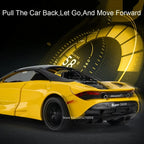 1:32 720S DB12 Alloy Sports Cars Model Toys Doors Opened Sound Light Pull Back Rubber Tires Miniature Vehices Toy for Kids Gifts