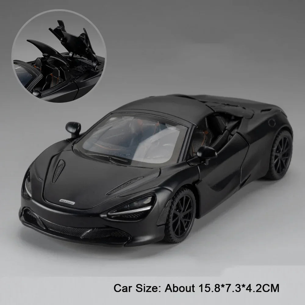 1:32 720S DB12 Alloy Sports Cars Model Toys Doors Opened Sound Light Pull Back Rubber Tires Miniature Vehices Toy for Kids Gifts