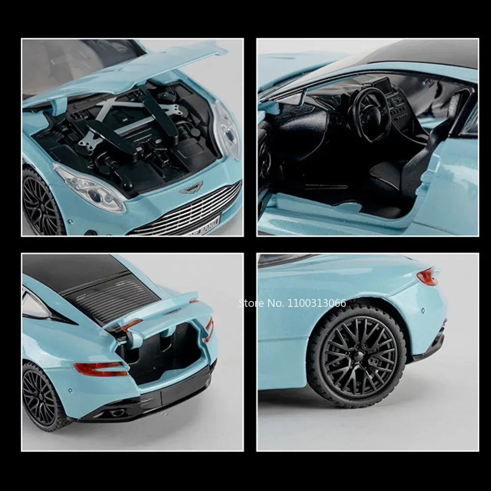 1:32 720S DB12 Alloy Sports Cars Model Toys Doors Opened Sound Light Pull Back Rubber Tires Miniature Vehices Toy for Kids Gifts
