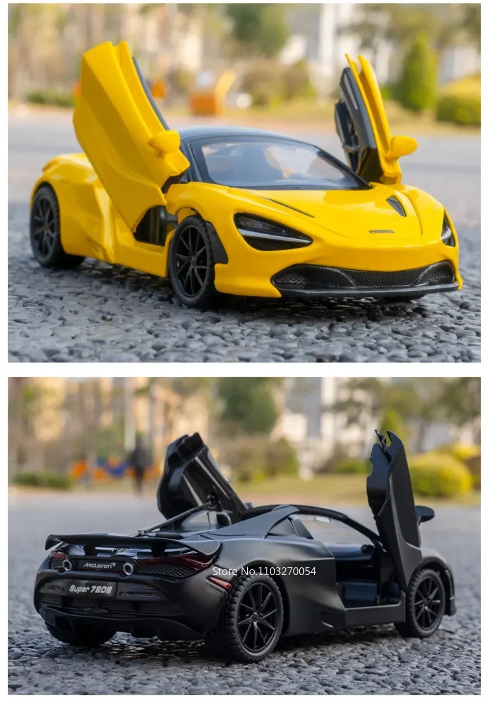 1:32 720S DB12 Alloy Sports Cars Model Toys Doors Opened Sound Light Pull Back Rubber Tires Miniature Vehices Toy for Kids Gifts