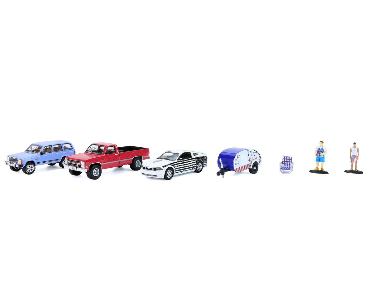 "Summer Cookout Diorama" Set of 7 pieces 1/64 Diecast Model Cars by Greenlight