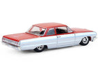 1964 Chevrolet Biscayne Lowrider Silver Metallic and Red Two-Tone "California Lowriders" Series 7 1/64 Diecast Model Car by Greenlight