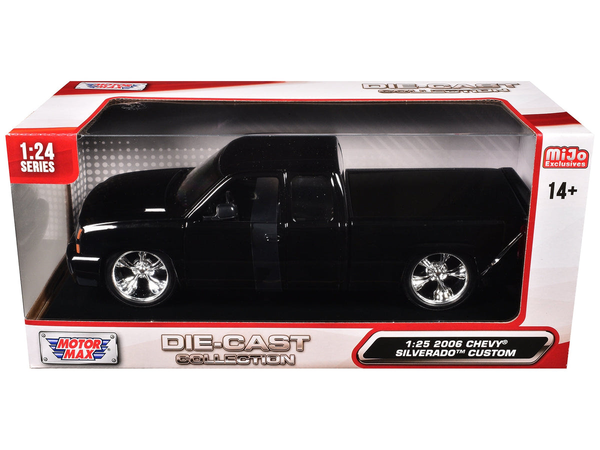 2006 Chevrolet Silverado Custom Pickup Truck Black "Die-Cast Collection" Series 1/25 Diecast Model Car by Motormax