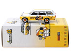Datsun Bluebird 510 Wagon "Ohige no Pon" White with Orange Stripes and Graphics "Global64" Series 1/64 Diecast Model Car by Tarmac Works