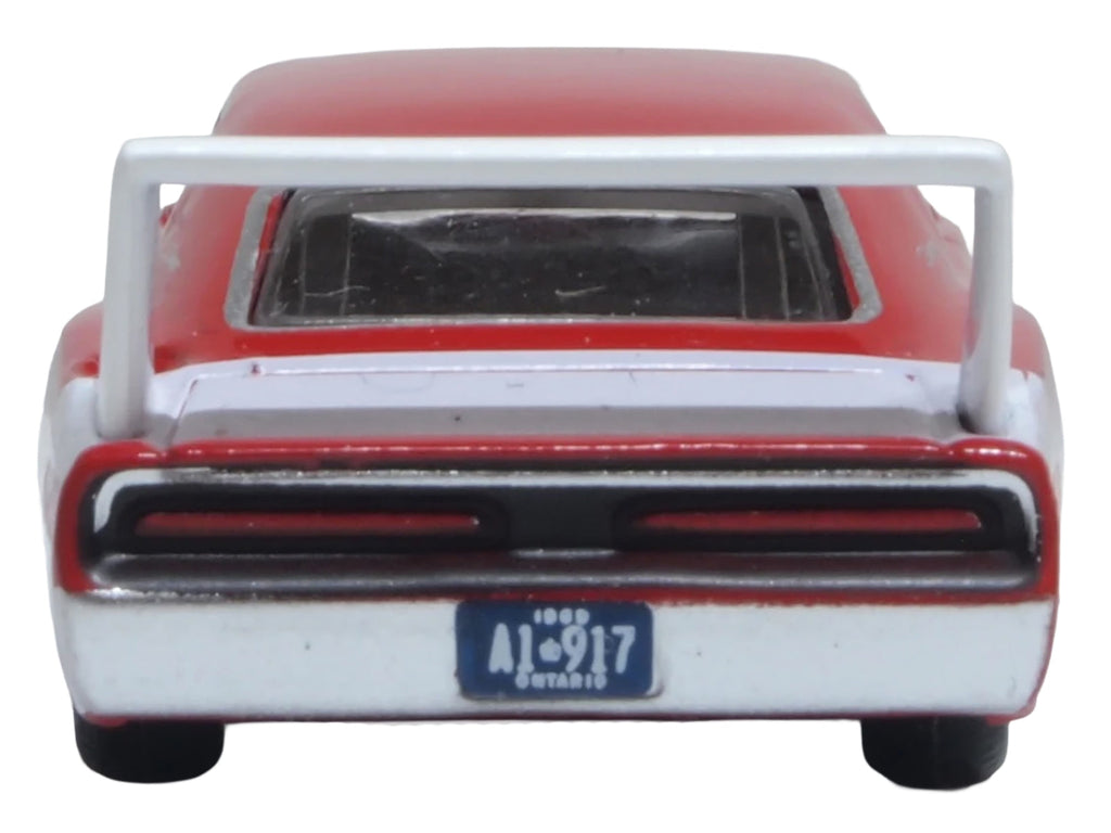 1969 Dodge Charger Daytona Red with White Stripe 1/87 (HO) Scale Diecast Model Car by Oxford Diecast
