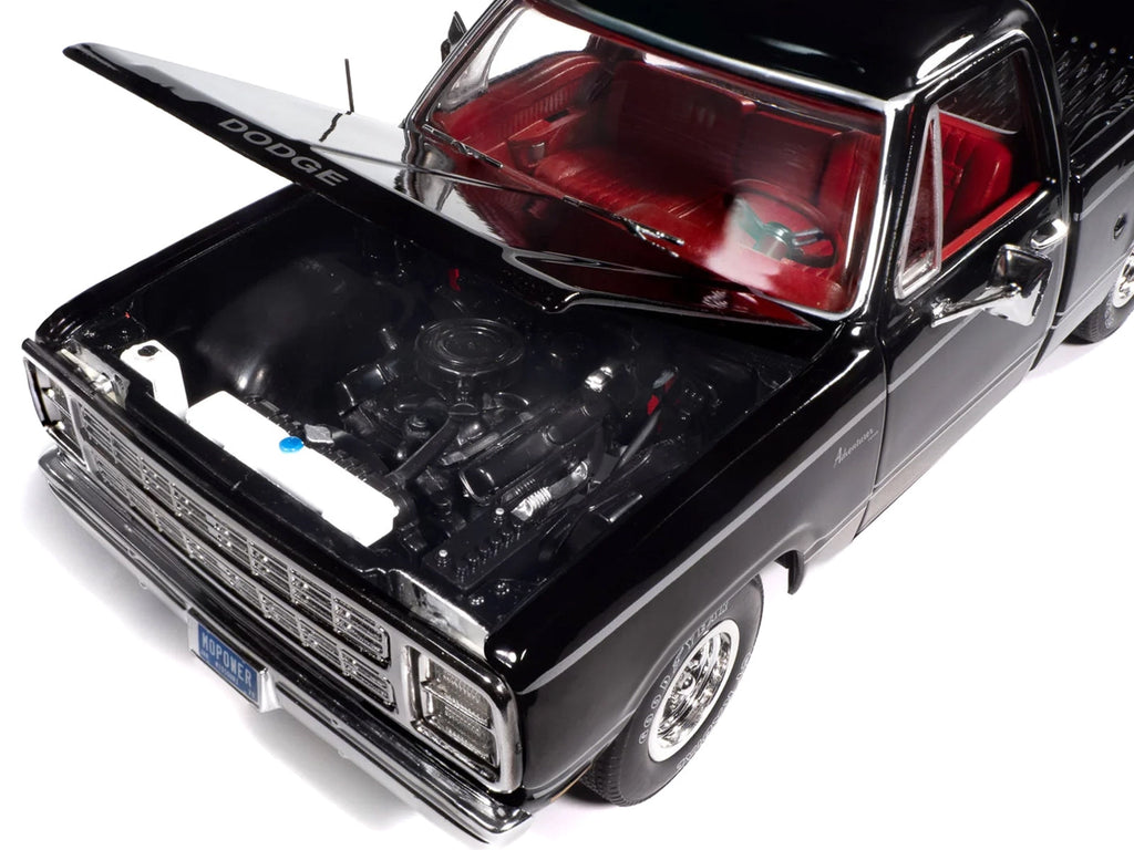 1979 Dodge Adventurer Sweptline Pickup Truck Black with Red Interior "American Muscle" Series 1/18 Diecast Model Car by Auto World