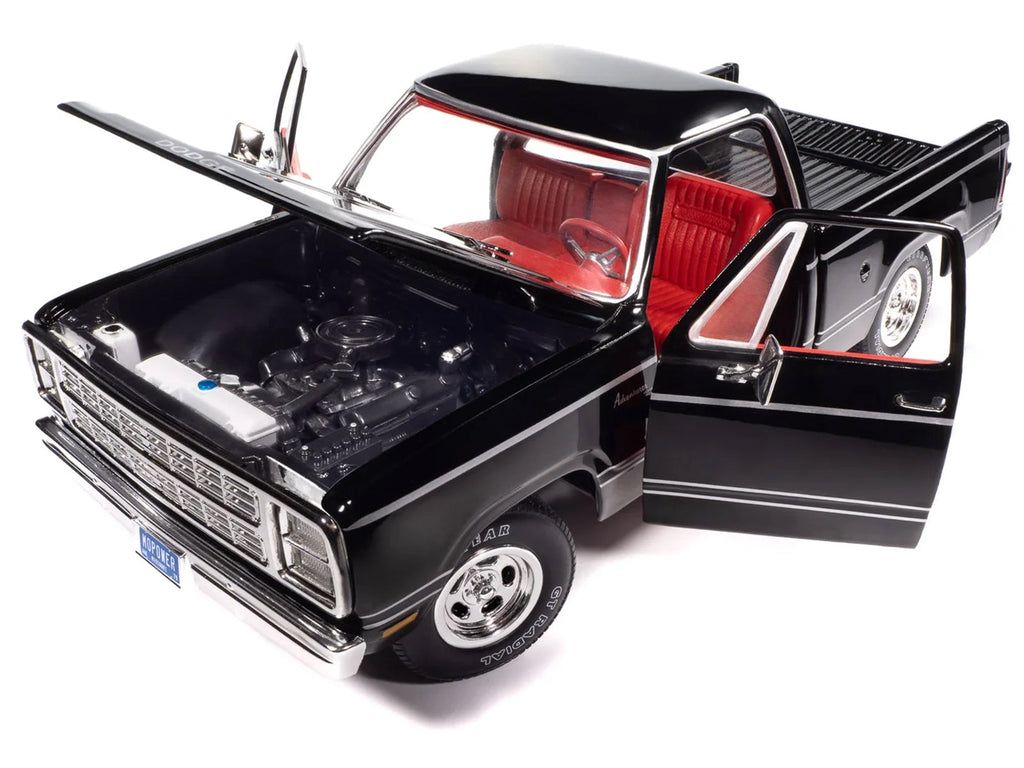 1979 Dodge Adventurer Sweptline Pickup Truck Black with Red Interior "American Muscle" Series 1/18 Diecast Model Car by Auto World