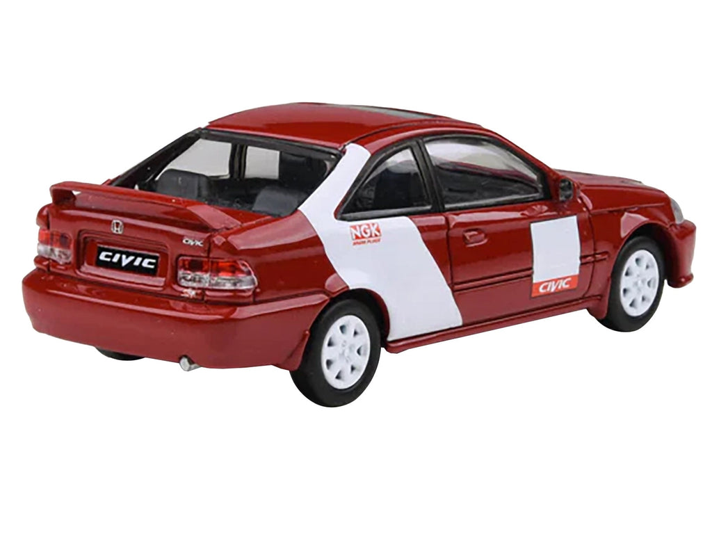 1999 Honda Civic Si EM1 "Kanjo Livery" Red with White Stripes 1/64 Diecast Model Car by Paragon Models