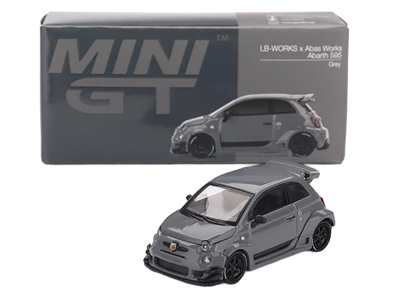 ABARTH 595 #49 "LB-Works x Abas Works" Gray Limited Edition 1/64 Diecast Model Car by Mini GT