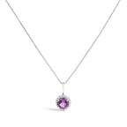 10K White Gold Purple Amethyst and 3/8 Cttw Diamond Halo Jewelry Set (Earrings, Pendant & Ring)