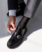 Vittorio Farina Men's Ribbed Shear Nylon Anklet Dress Socks