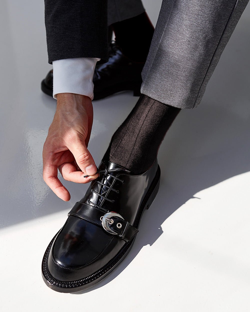 Vittorio Farina Men's Ribbed Shear Nylon Anklet Dress Socks