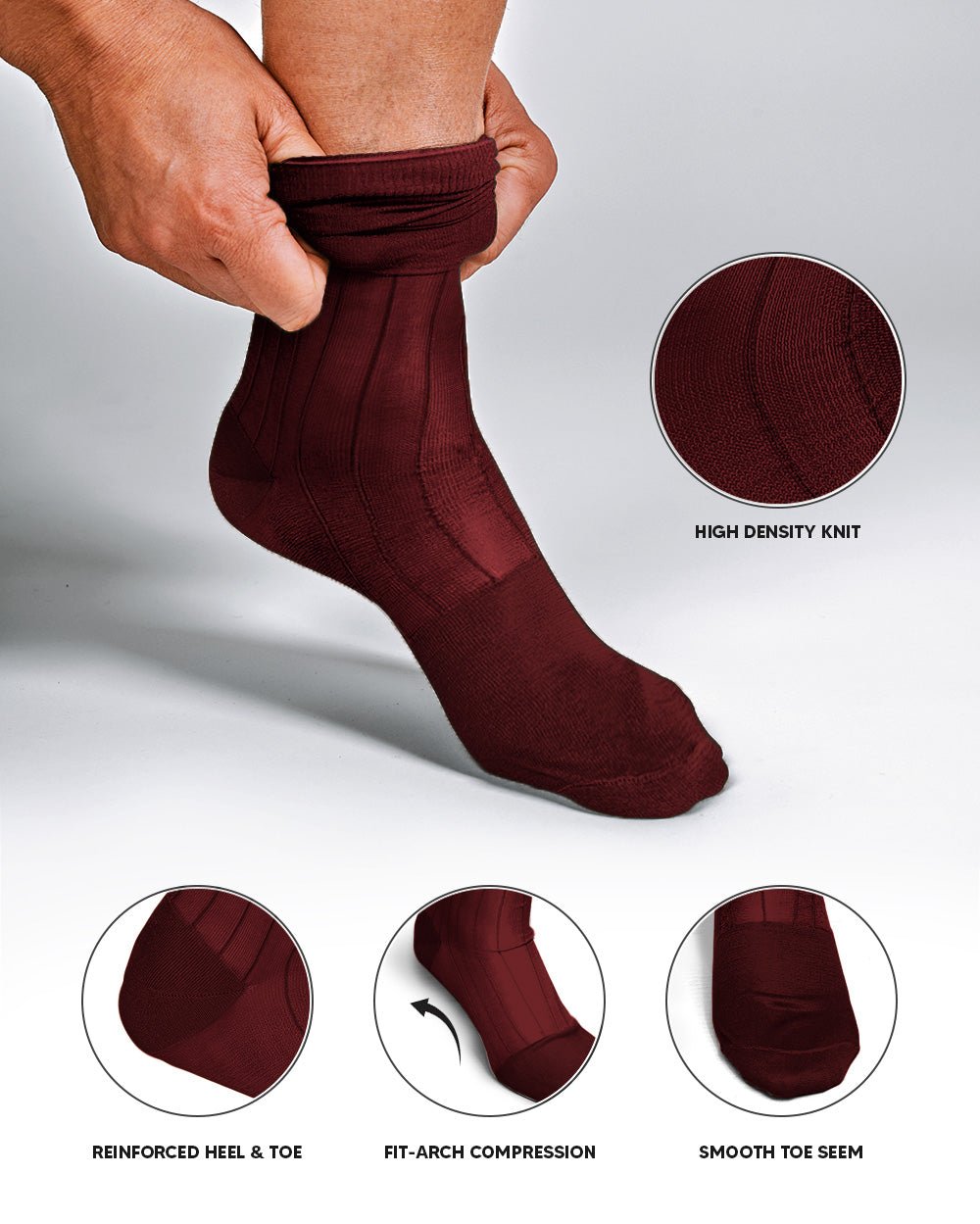 Vittorio Farina Men's Ribbed Shear Nylon Anklet Dress Socks