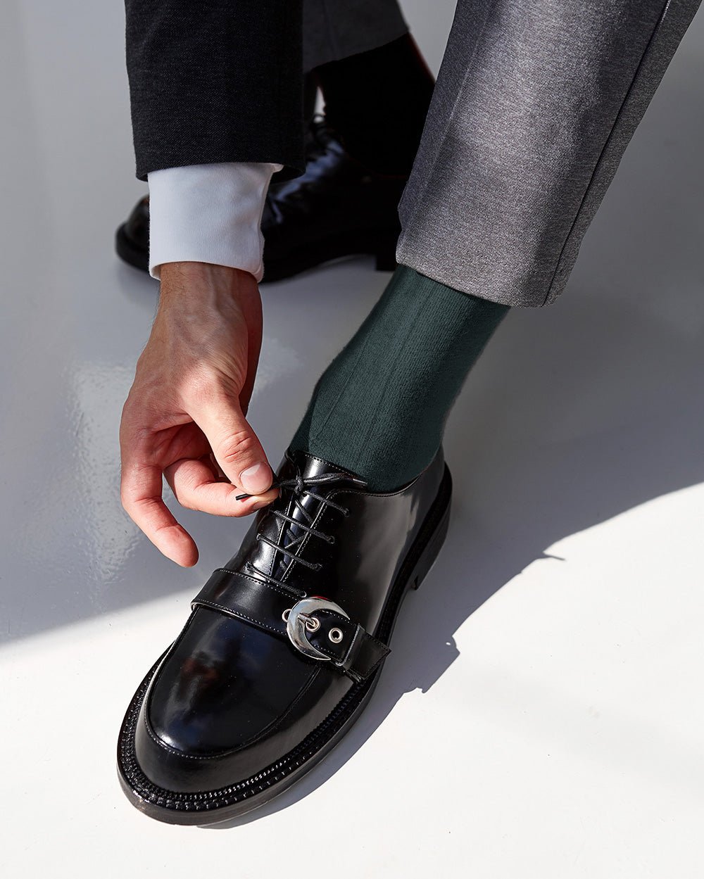 Vittorio Farina Men's Ribbed Shear Nylon Anklet Dress Socks