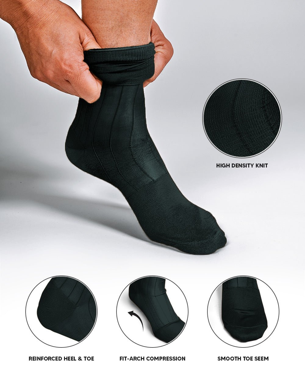 Vittorio Farina Men's Ribbed Shear Nylon Anklet Dress Socks