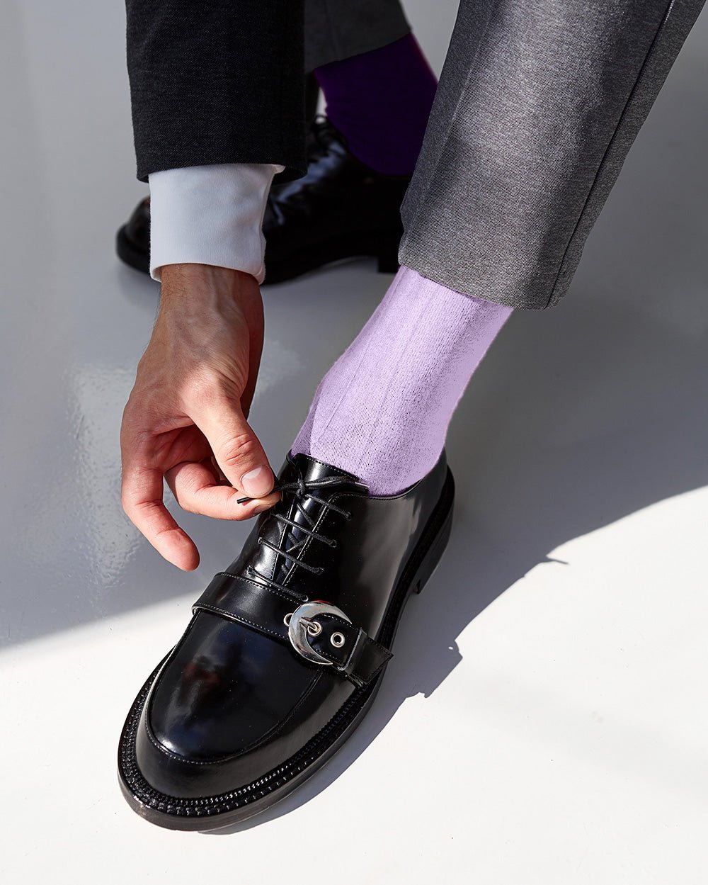 Vittorio Farina Men's Ribbed Shear Nylon Anklet Dress Socks