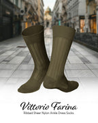 Vittorio Farina Men's Ribbed Shear Nylon Anklet Dress Socks
