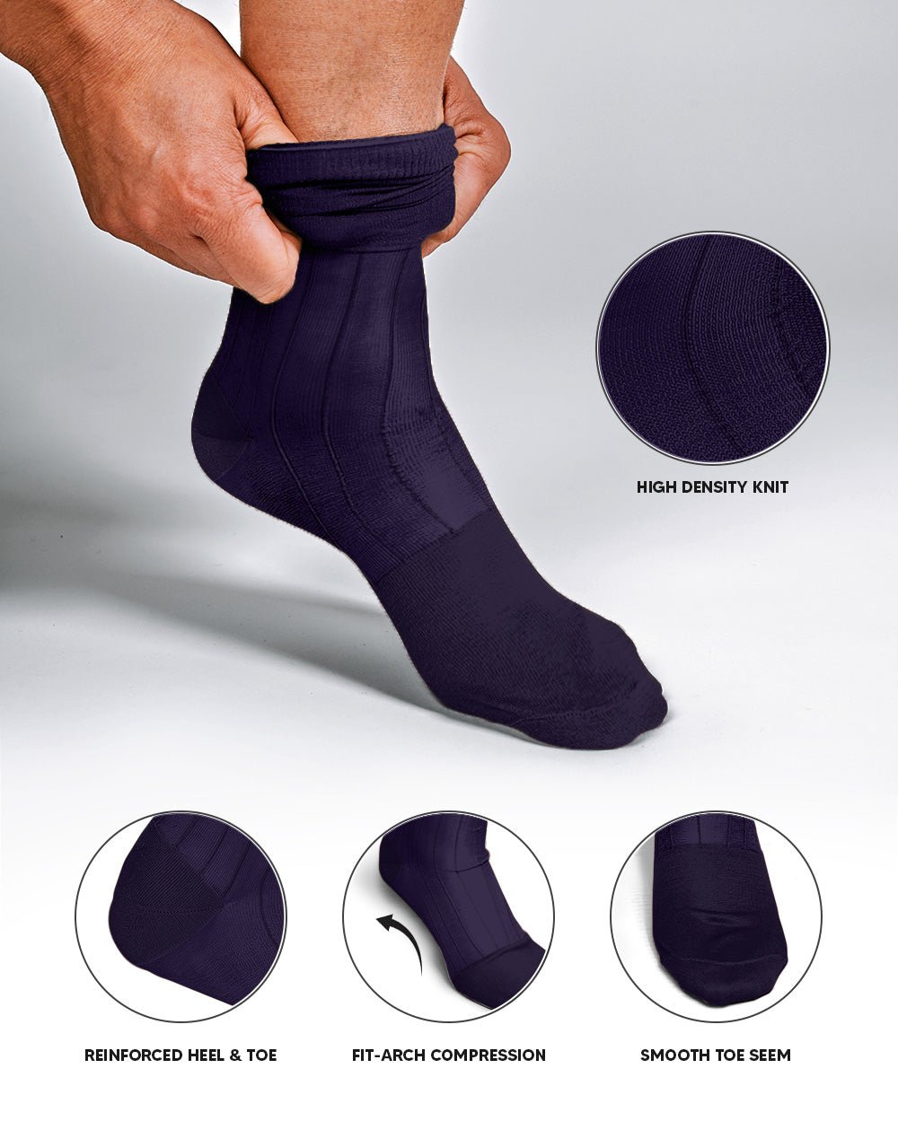 Vittorio Farina Men's Ribbed Shear Nylon Anklet Dress Socks